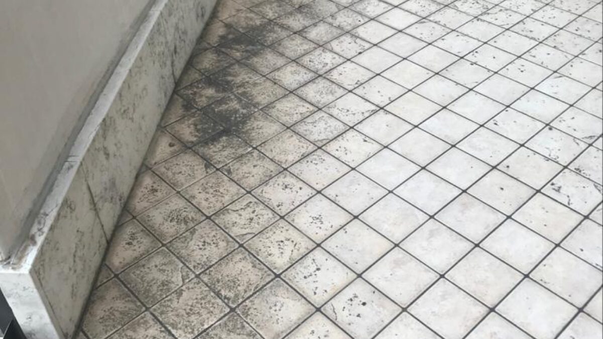 Sporco atmosferico e Smog su piastrelle di gres esterno